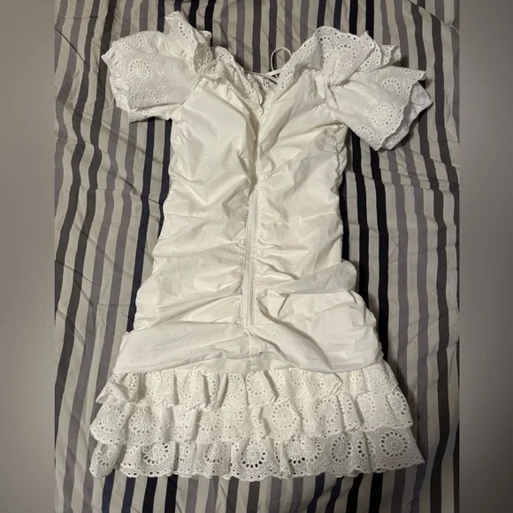 White Eyelet Ruffle Dress - Picture 4 of 8